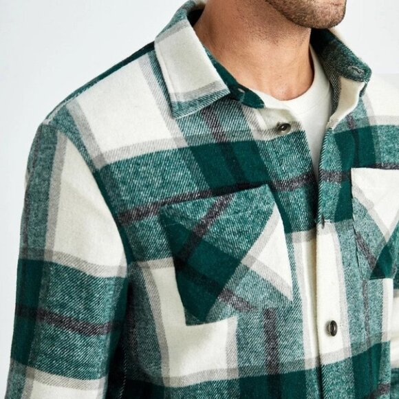 Green And White Mens Pocket Overcoat - Picture 3 of 5